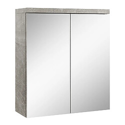 BADPLAATS Meuble de toilette Toledo 60 x 60 cm - Station balnéaire - Béton gris - Miroir Armory
