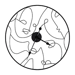 Table Passion Horloge noire métal visage 60 cm