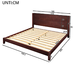 Acheter Merax Lit Plateforme 180x200 Avec Tête De Lit Et Sommier à Lattes-marron