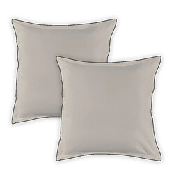 Future Home Lot de 2 taies d'oreiller unies en coton finition bourdon beige 65x65cm