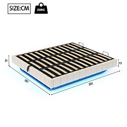 Merax Lit Coffre - Fonction Hydraulique- Avec Espace De Rangement- LED - 180x200 Cm - Beige pas cher