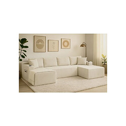 ROGER Canapé modulable compressé 4 places Beige crème 339x168x84 cm