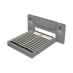 Avis Merax Lit Rembourré 180x200cm-lampe De Lecture Orientable-port De Chargement USB-lit Double-gris