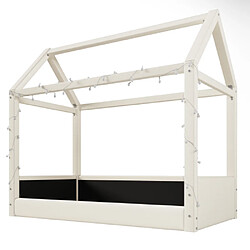 Merax Lit Cabane-lit Enfant 90 X 200 Cm-avec Bandes Lumineuses LED-en Bois-beige pas cher