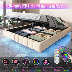 Acheter Merax Lit Coffre - Fonction Hydraulique- Avec Espace De Rangement- LED - 180x200 Cm - Beige
