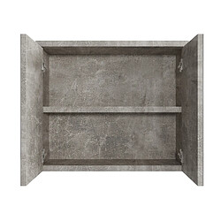 BADPLAATS Meuble de toilette Toledo 80 x 60 cm - Station balnéaire - Béton gris - Miroir Armory