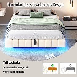 Avis Merax Lit Coffre - Fonction Hydraulique- Avec Espace De Rangement- LED - 180x200 Cm - Beige