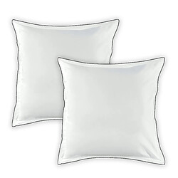 Future Home Lot de 2 taies d'oreiller unies en coton finition bourdon blanc 65x65cm