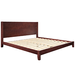 Merax Lit Plateforme 180x200 Avec Tête De Lit Et Sommier à Lattes-marron pas cher