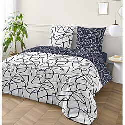 Future Home Parure de lit 2 personnes géométrique abstrait réversible 260x240cm