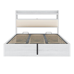 Avis Merax Lit Rembourrée 180x200 Cm-Hydraulique-port USB-en Bois Et Métal-lit Double-blanc