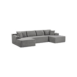 ROGER Canapé modulable en L 4 places - Gris clair