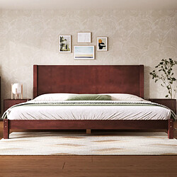 Avis Merax Lit Plateforme 180x200 Avec Tête De Lit Et Sommier à Lattes-marron