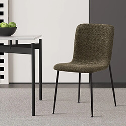 JLC KREATION Chaise de salle à manger en tissu bouclé vert LICIA (lot de 2)