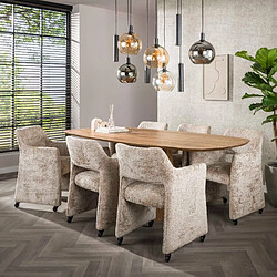 Avis JLC KREATION Chaise-fauteuil en tissu beige avec roulettes Ely (lot de 2)