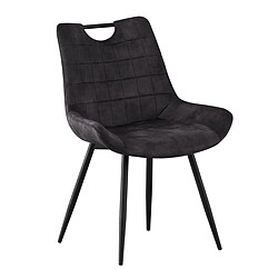 JLC KREATION Chaise de salle à manger en velours gris MARINA (lot de 2)