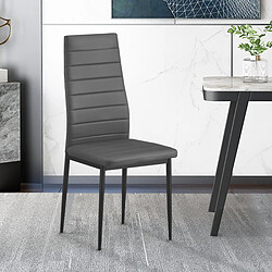 JLC KREATION Chaise moderne grise en PU OSKAR ( lot de 4 )