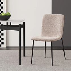 JLC KREATION Chaise de salle à manger en tissu bouclé beige LICIA (lot de 2)