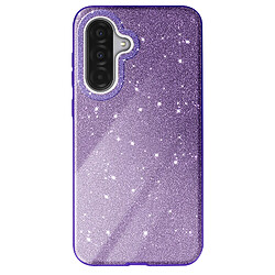 Avizar Coque pour Galaxy A37 Conception Bi-Matière et Finition Pailletée Violet