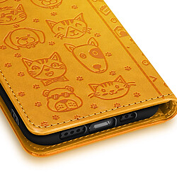 Avizar Étui Portefeuille pour iPhone 17e Motifs Chat et Chien avec Fonction Support Orange pas cher