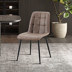 JLC KREATION Lot de 4 chaises en PU VINTAGE taupe FURAX