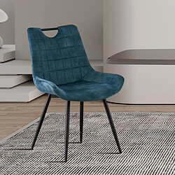 JLC KREATION Chaise de salle à manger en velours bleu MARINA (lot de 2)