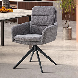 JLC KREATION Lot de 2 chaises pivotantes en tissu gris LOLDA