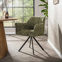 JLC KREATION Chaise pivotante en tissu vert avec accoudoirs TOF (lot de 2)