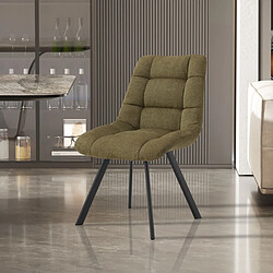JLC KREATION Chaise de salle à manger en tissu vert kaki ZELIE (lot de 2)
