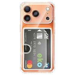 Avizar Coque pour iPhone 17 Pro avec Porte-cartes Intégré et Coins Renforcés Transparent
