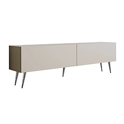 3XELIVING Meuble TV : Cachemire, pieds Chrome, 170 x 52 x 32 cm