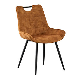 JLC KREATION Chaise de salle à manger en velours jaune - gold MARINA (lot de 2)
