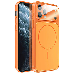Avizar Coque pour iPhone 11 Pro Max Compatible MagSafe Finition AG Glass Mate Orange