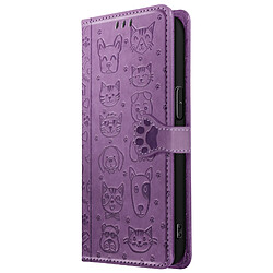 Avizar Étui Portefeuille pour iPhone 17e Motifs Chat et Chien avec Fonction Support Violet