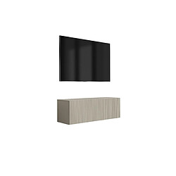 3XELIVING Meuble TV à façade rainurée 100, Cachemire, 100 × 32 × 33,6 cm