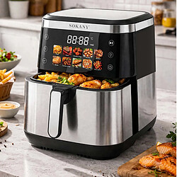 Avis Sokany Friteuse à Air Chaud 13L 2600W avec Écran Tactile Cuisson Rapide Noir / Argent