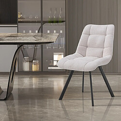 JLC KREATION Chaise de salle à manger en tissu beige ZELIE (lot de 2)
