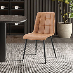 JLC KREATION Lot de 4 chaises en PU VINTAGE cognac FURAX