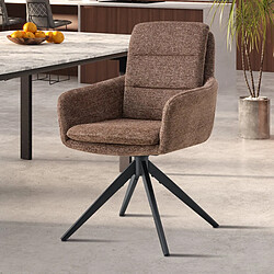 JLC KREATION Lot de 2 chaises pivotantes en tissu marron LOLDA
