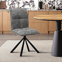 JLC KREATION Chaise pivotante en tissu gris KAJA (lot de 2)