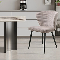JLC KREATION Chaise de salle à manger en velours côtelé beige DOROT (lot de 2)