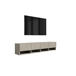 3XELIVING Meuble TV avec façades rainurées, cachemire, 170 × 32 × 33,6 cm