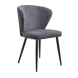 JLC KREATION Chaise de salle à manger en velours côtelé gris DOROT (lot de 2)