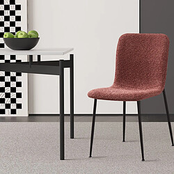 JLC KREATION Chaise de salle à manger en tissu bouclé rose LICIA (lot de 2)