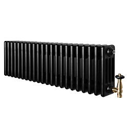 Monstershop Radiateur Traditionnel à 4 Colonnes & Vannes 300 x 1010 mm en Acier Noir
