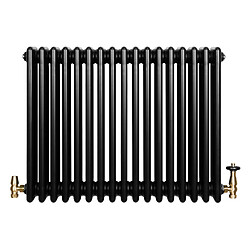 Monstershop Radiateur Traditionnel à 4 Colonnes & Vannes 600 x 785 mm en Acier Noir