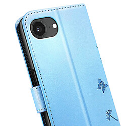 Zanaé Étui Portefeuille pour iPhone 17e Premium Design Fleurs Papillon Bleu clair pas cher