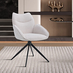 JLC KREATION Chaise pivotante en tissu beige MAYOTTE (lot de 2)