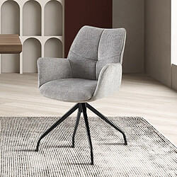 JLC KREATION Chaise pivotante avec accoudoirs gris MORLAIX (lot de 2)