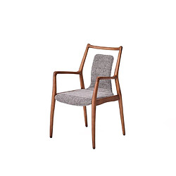 JLC KREATION Chaise de salle à manger en tissu gris clair et bois massif YO (lot de 2)